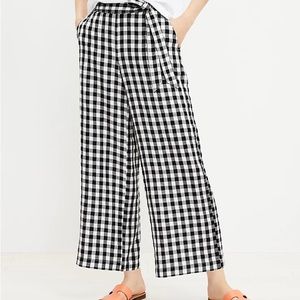 Loft XL black and white gingham wide leg pants